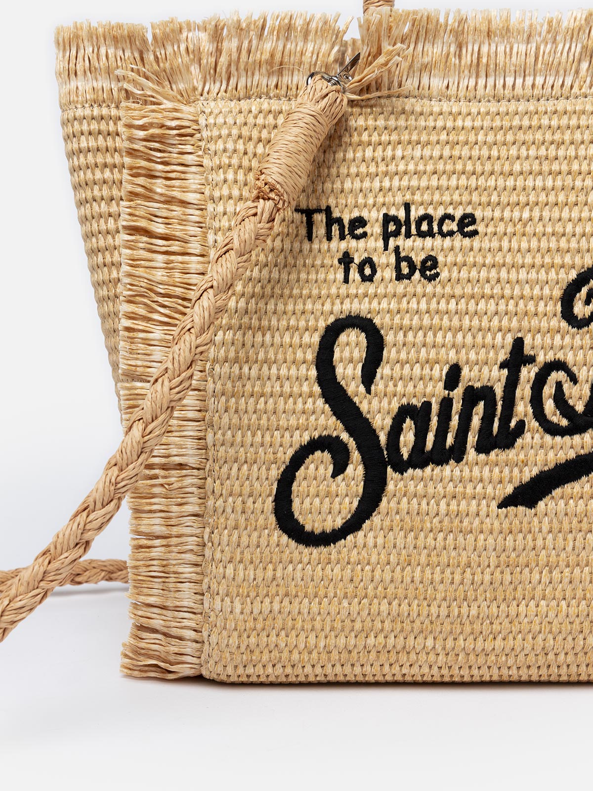 Colette Straw effect handbag with emboidered logo - MC2 Saint Barth