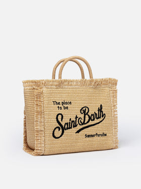 Colette Straw effect handbag with emboidered logo - MC2 Saint Barth