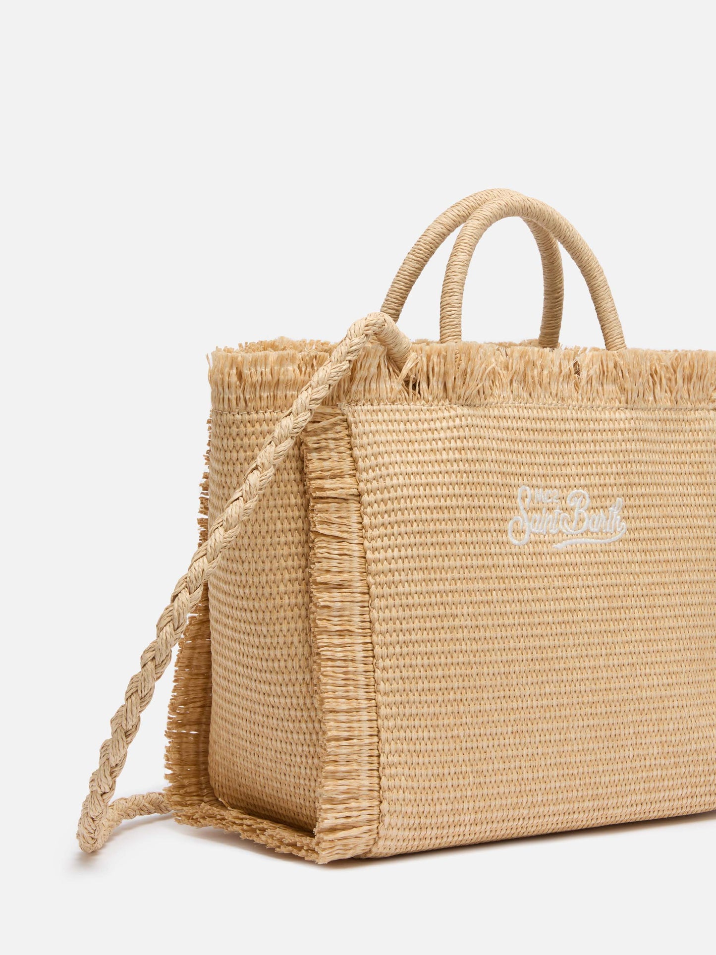 Colette Straw effect handbag with emboidered small logo