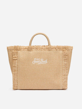Colette – Handtasche in Strohoptik mit aufgesticktem kleinen Logo