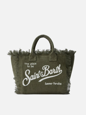 Military green solid color linen Colette bag