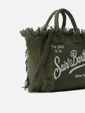 Military green solid color linen Colette bag