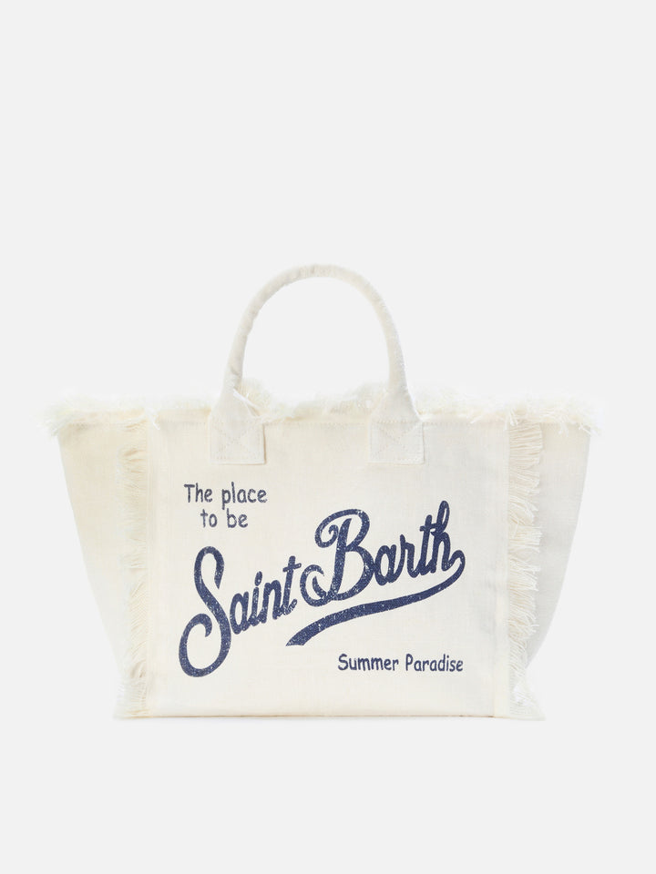 White solid color linen Colette bag