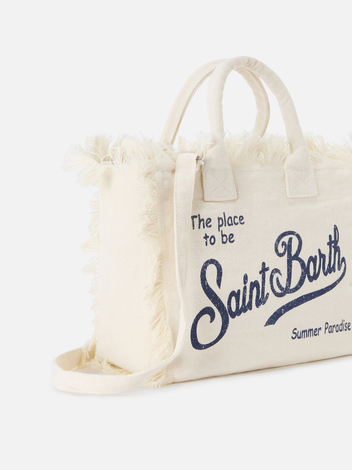 White solid color linen Colette bag