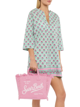 Pink solid color linen Colette bag