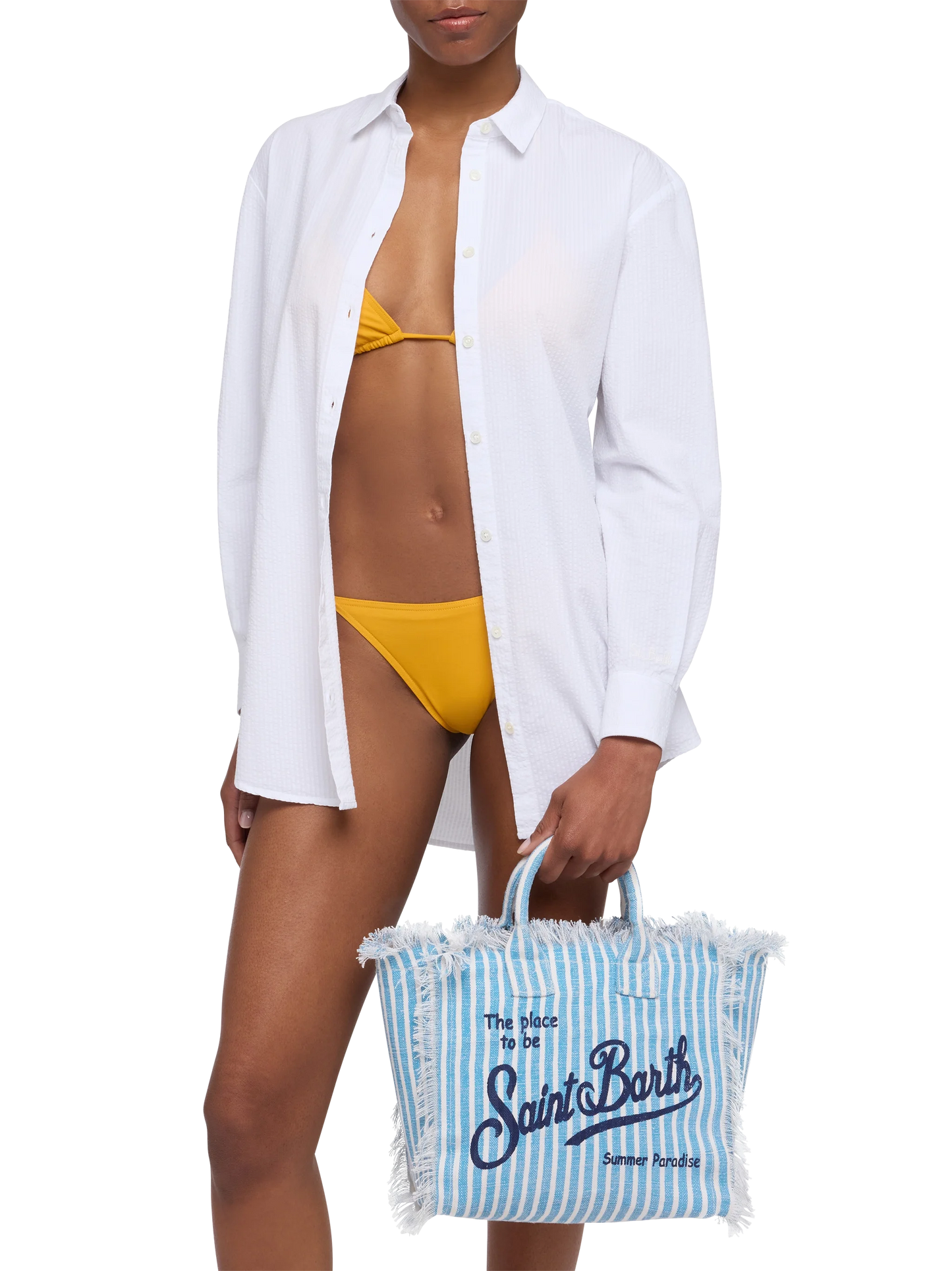 Colette Leinenhandtasche mit Streifendruck