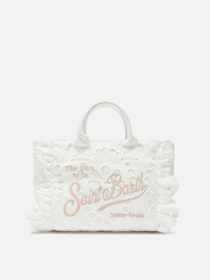 Borsa Colette Volant in cotone sangallo bianco