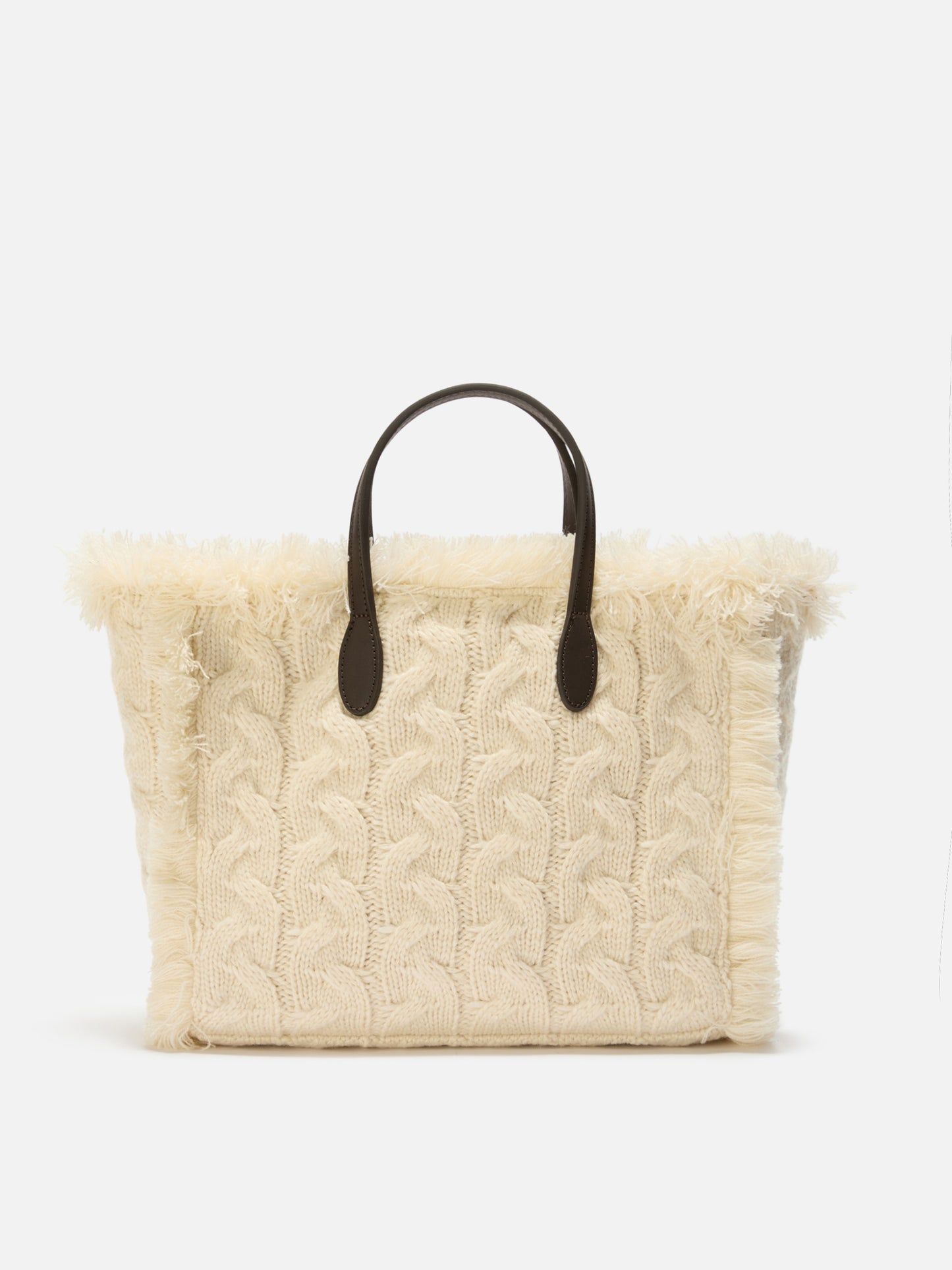Borsa a mano Colette Wool Braid a trecce bianca con strass