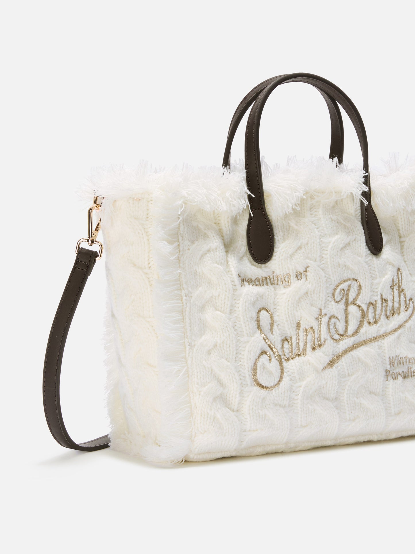 Borsa a mano Colette Wool Braid a trecce bianca