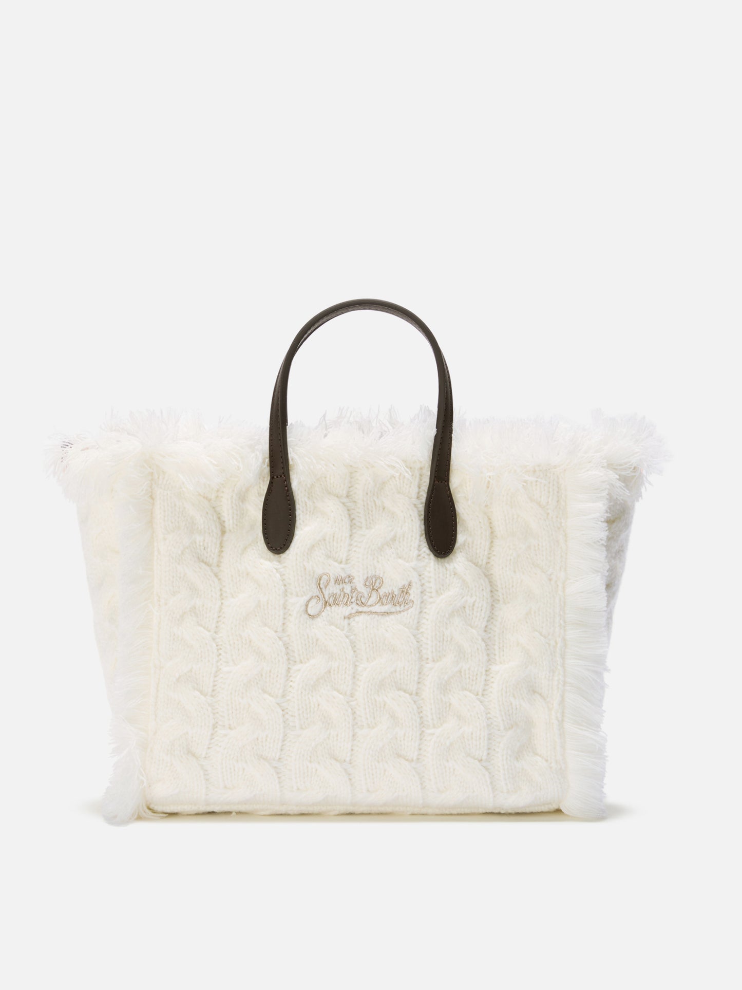 Borsa a mano Colette Wool Braid a trecce bianca