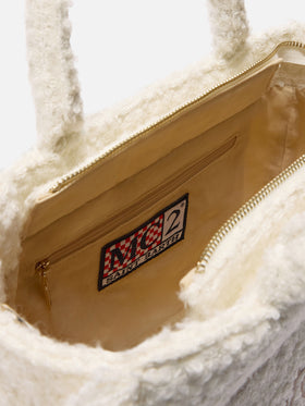 Borsa a mano Colette Tweed in misto lana bianca