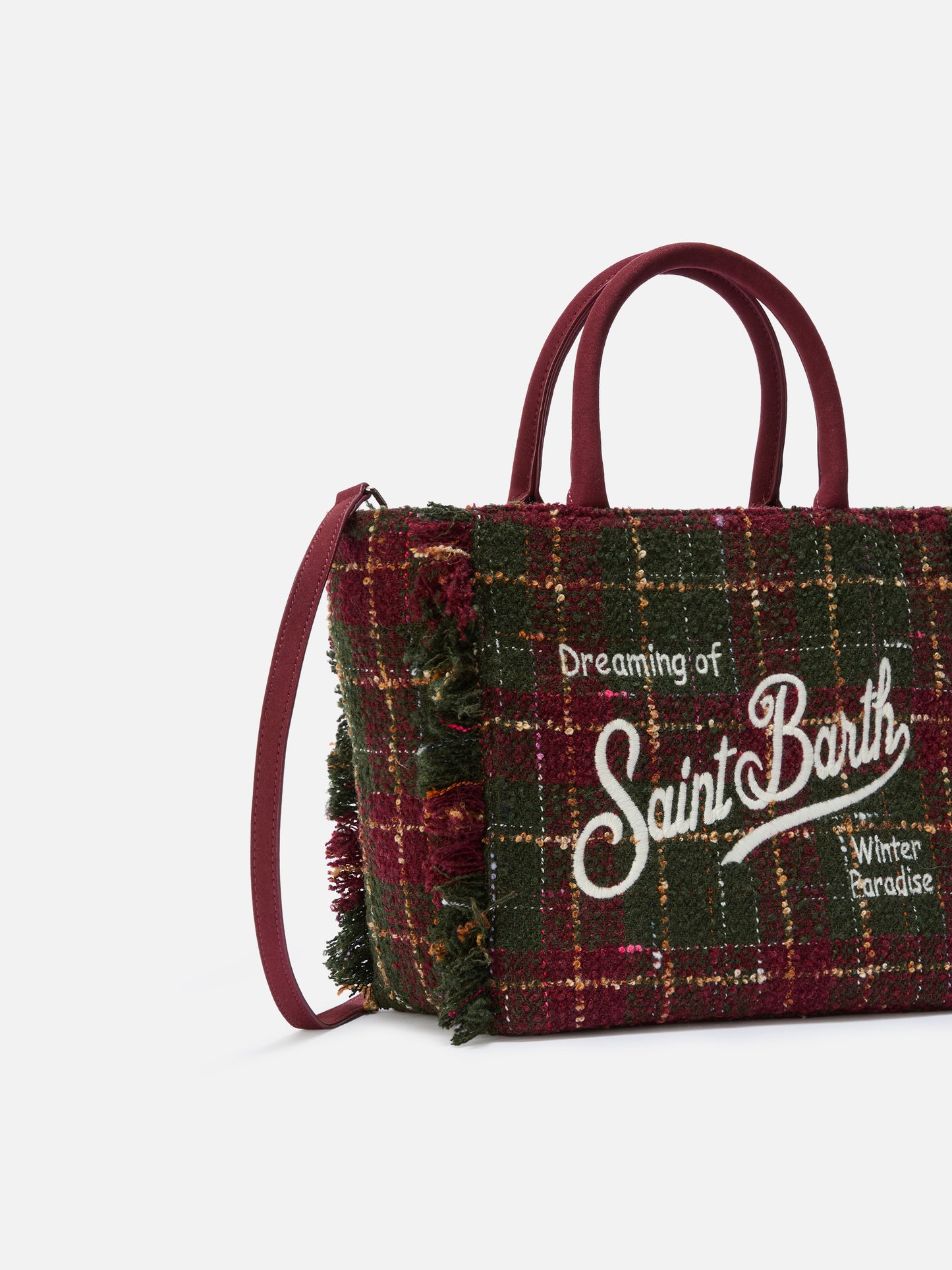 Borsa a mano Colette Tweed in misto lana check bordeaux