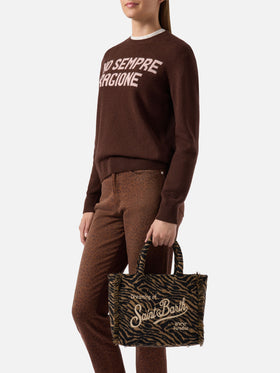 Colette Felt Handbag in zebra-print wool blend