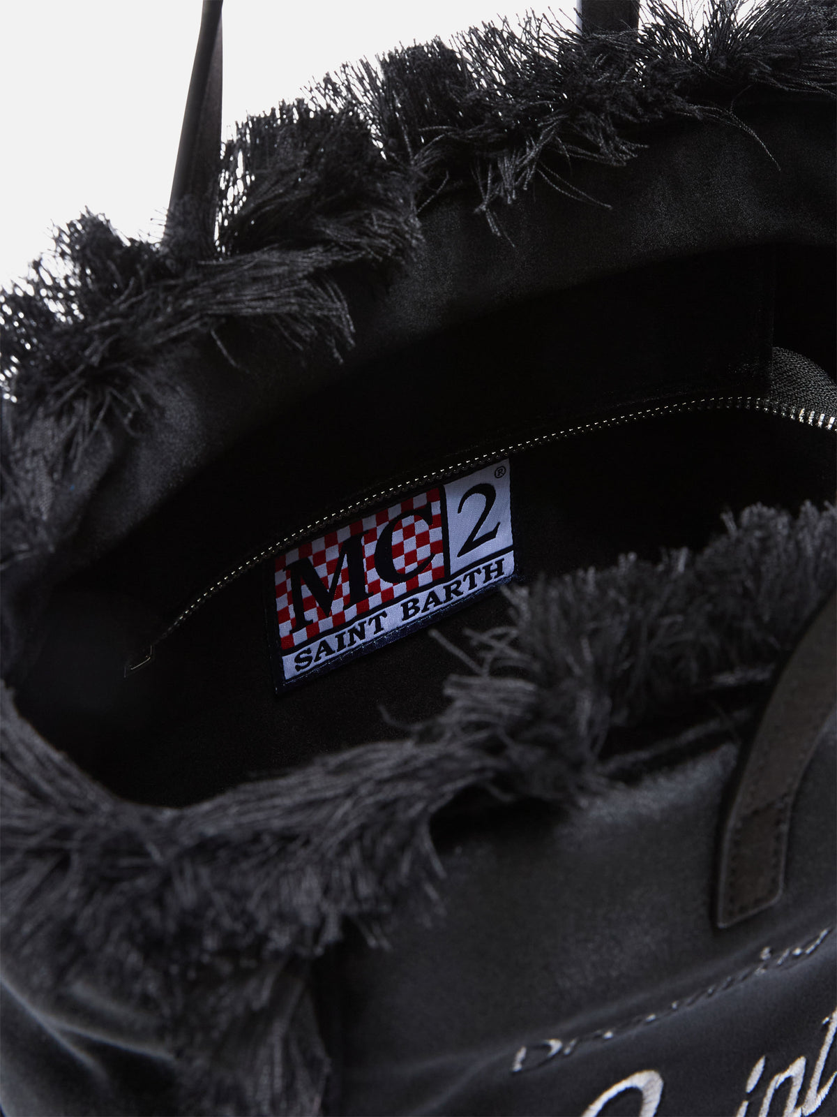 Borsa Colette nera in velluto con ricamo logo