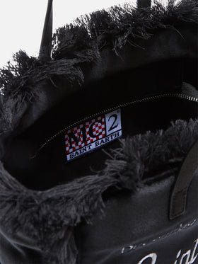 Borsa Colette nera in velluto con ricamo logo