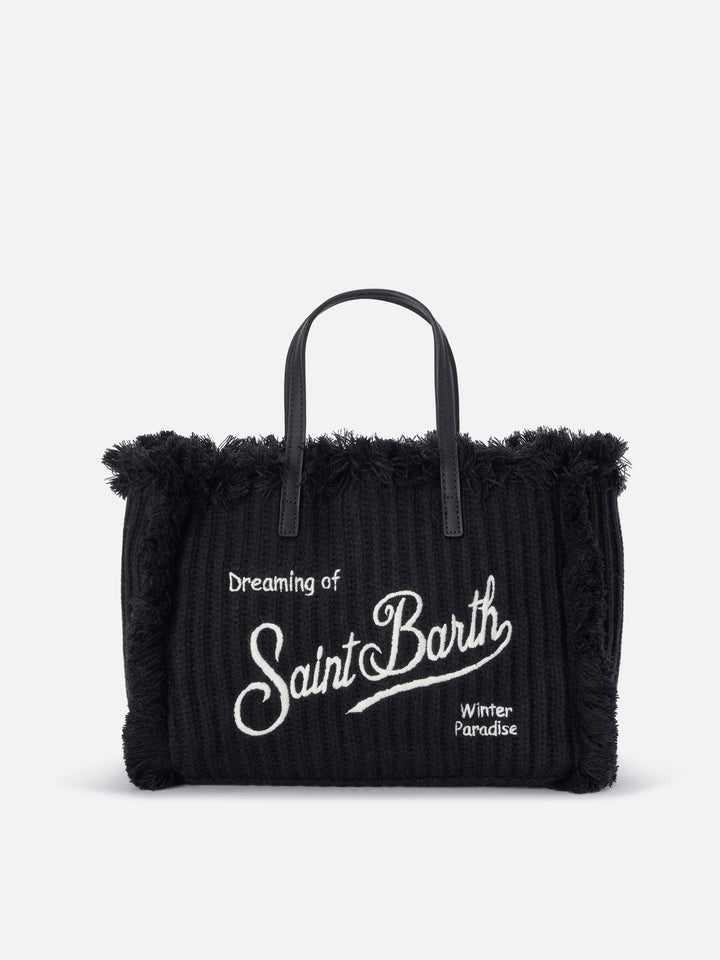 Sac Colette noir avec motif en maille côtelée 