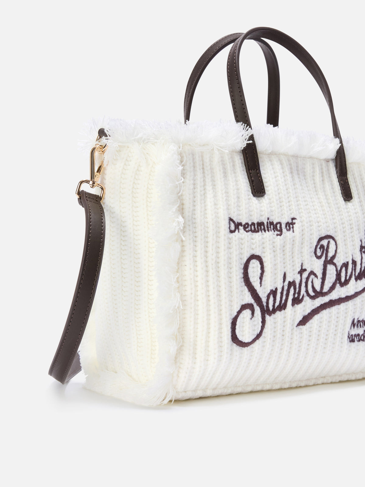 Offwhite-Tasche Colette mit geripptem Strickdesign 