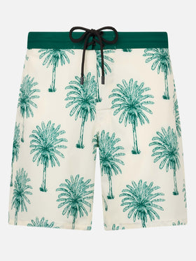 Costume lungo elasticizzato Comfort Surf con stampa palme