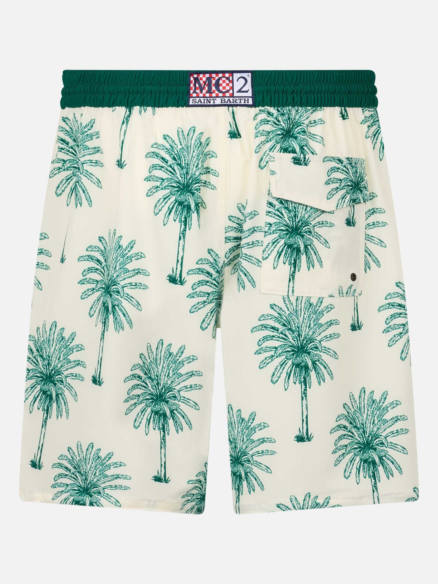 Costume lungo elasticizzato Comfort Surf con stampa palme