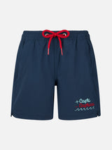 Boy Comfort swim shorts with + Capri - Capricci embroidery | INSULTI LUMINOSI SPECIAL EDITION