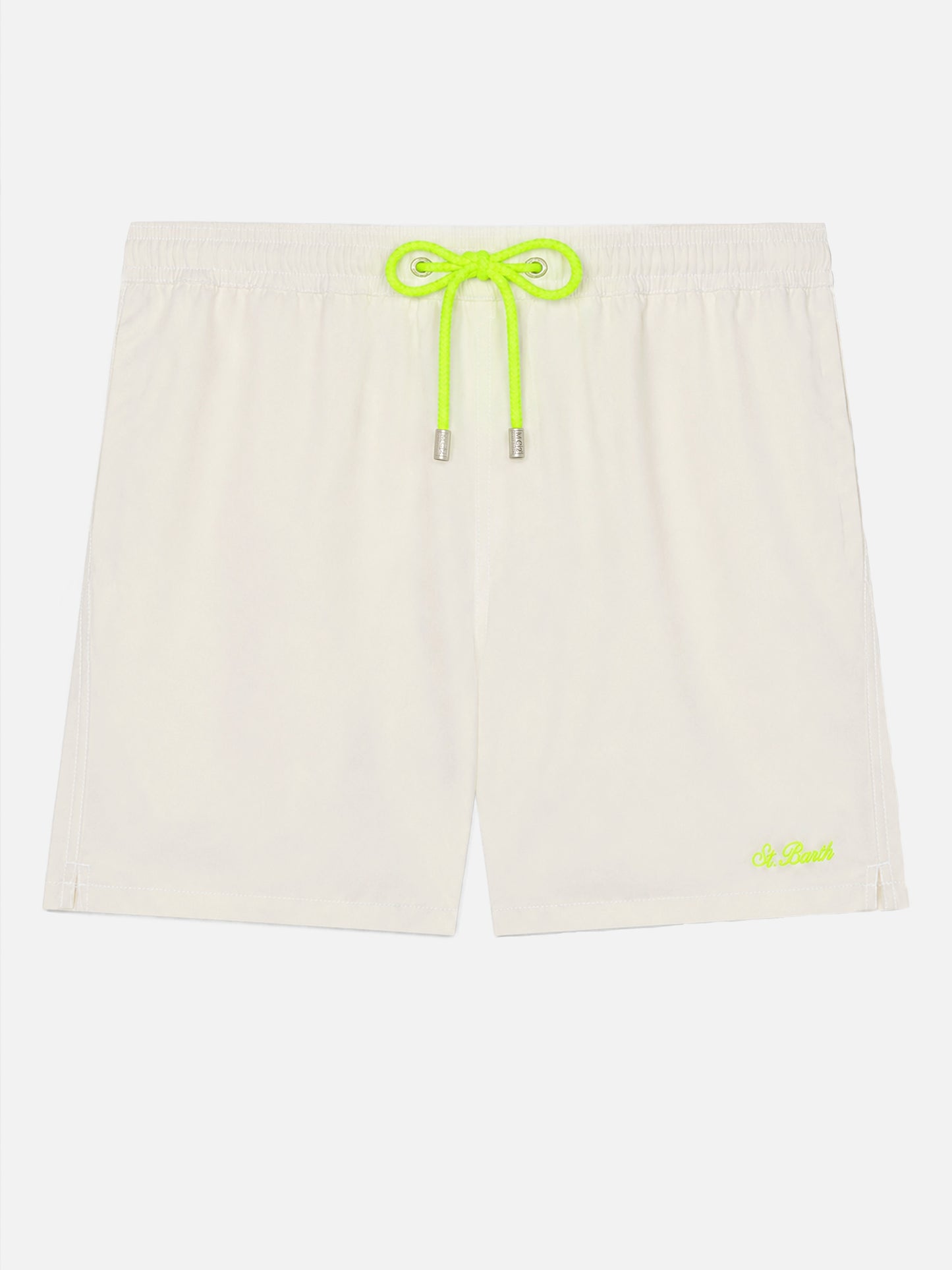 White Comfort swim shorts  with St. Barth embroidery