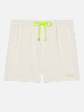 White Comfort swim shorts  with St. Barth embroidery
