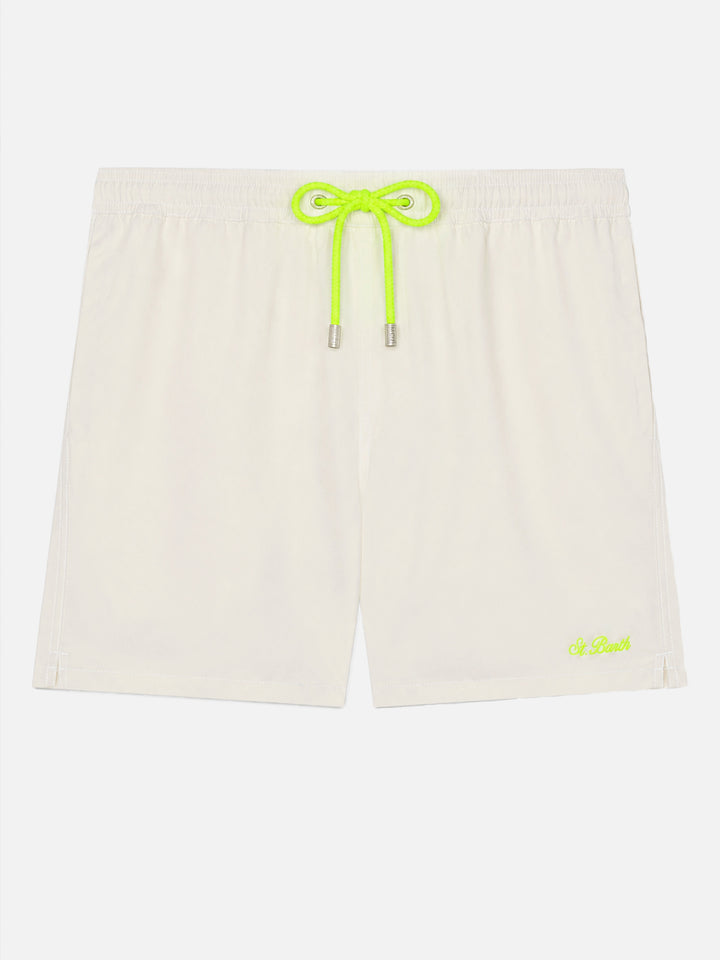 Weiße Comfort Badeshorts mit St. Barth Stickerei