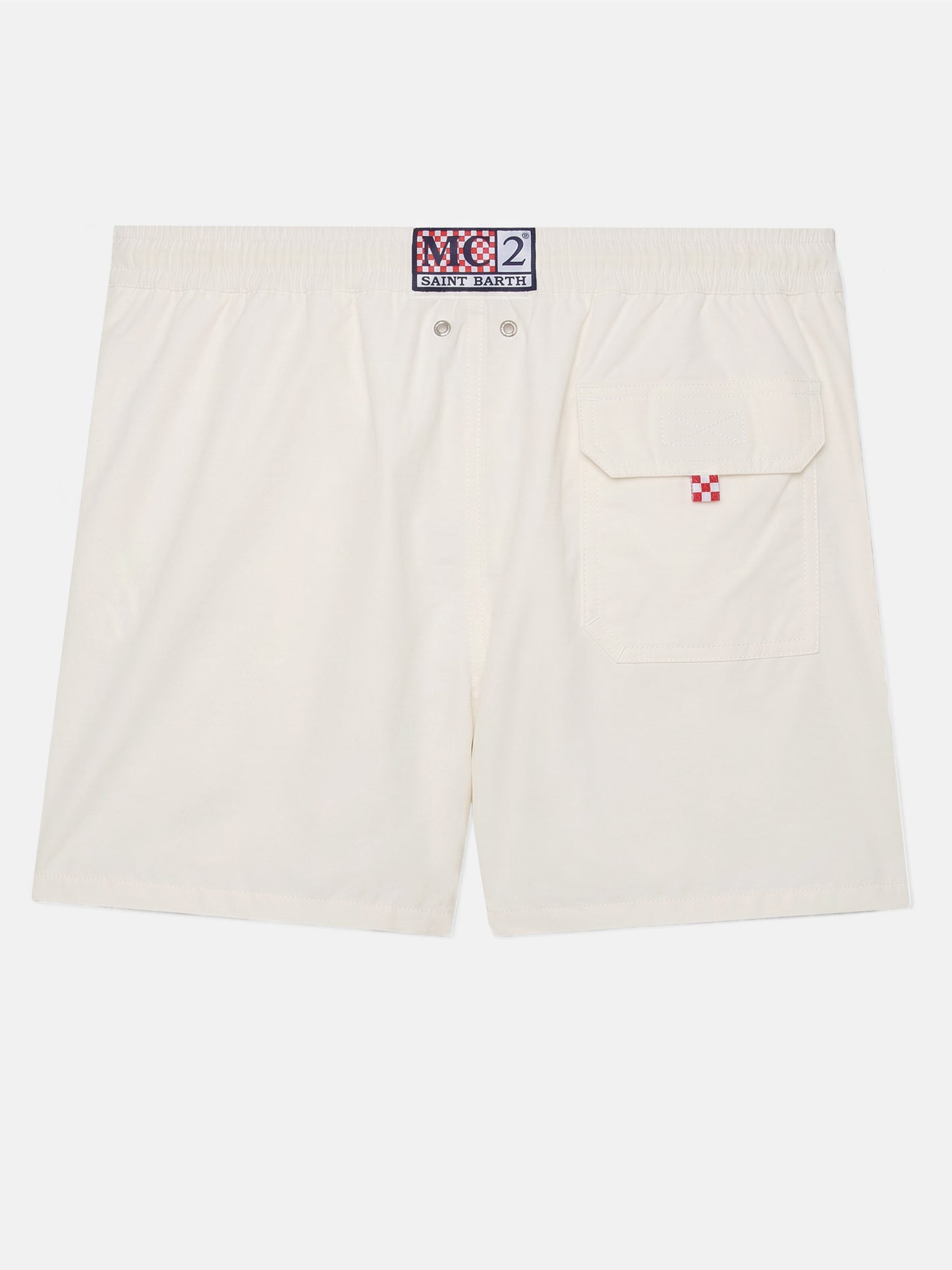 White Comfort swim shorts  with St. Barth embroidery