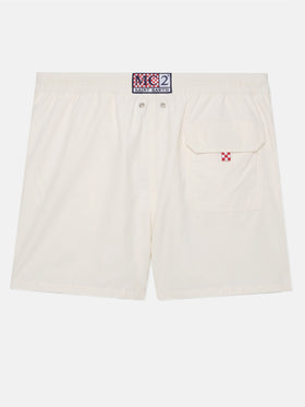 White Comfort swim shorts  with St. Barth embroidery
