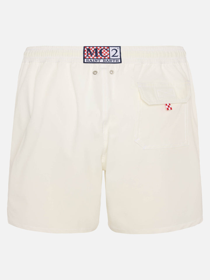 White Comfort swim shorts  with St. Barth embroidery