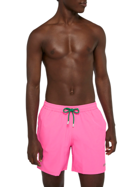 Fluo pink Comfort swim shorts  with St. Barth embroidery