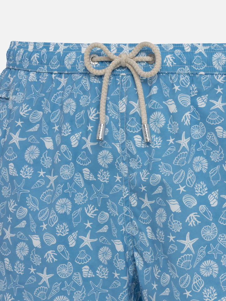 Comfort Light Badeshorts mit tropischem Muschel-Print