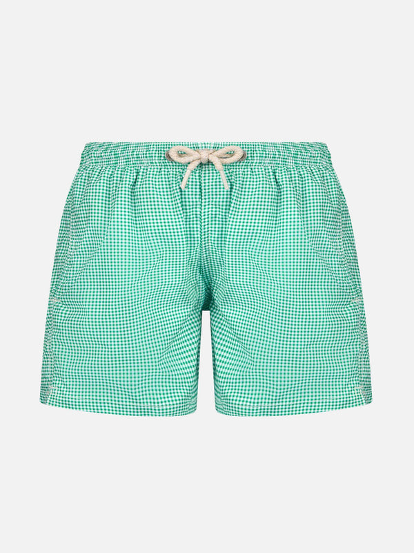 Boy Comfort Light swim shorts with gingham print