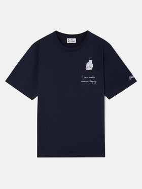 T-shirt Connor blu navy in cotone con stampa orologio e ricamo