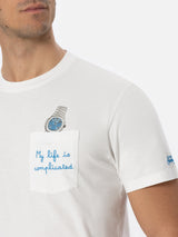 Man white cotton t-shirt Connor with My Life is Complicated embroidery