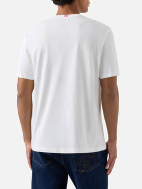 T-shirt Connor bianca in cotone organico con stampa e ricamo Amica Chips | Special edition