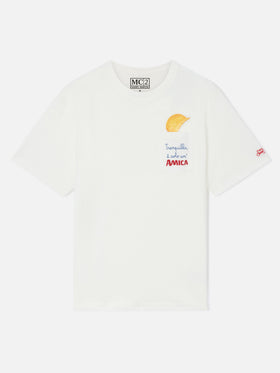 Camiseta Connor en blanco con bolsillo de parche Amica Chips 