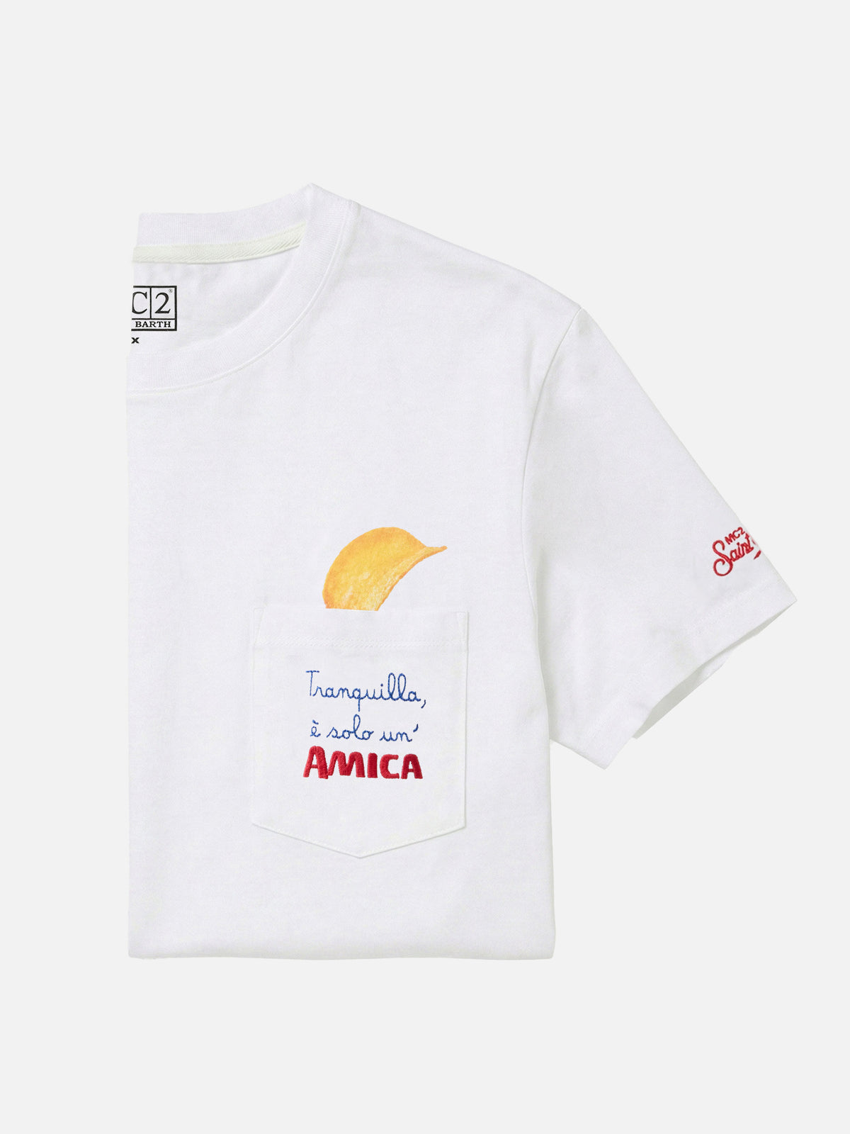 Camiseta Connor en blanco con bolsillo de parche Amica Chips 