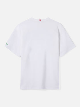Connor-Baumwoll-T-Shirt in Weiß mit „Va tutto al contrario“-Stickerei auf der Tasche