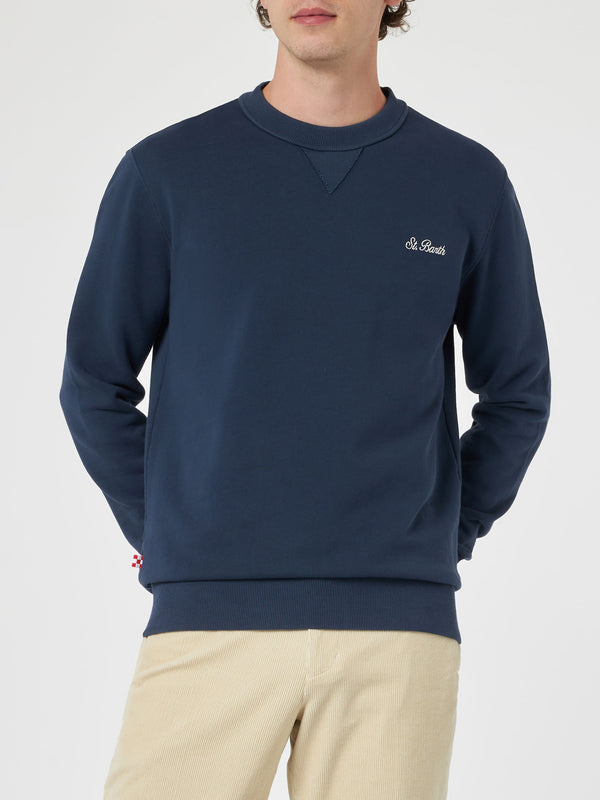 Herren-Sweatshirt aus Baumwollfleece Cooper mit Rundhalsausschnitt und Stickerei