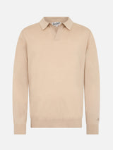 Man beige merino polo Covent