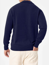 Man navy blue pure cashmere polo sweater Covent