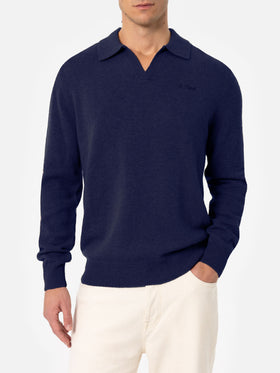 Polo in maglia di cashmere Covent blu notte