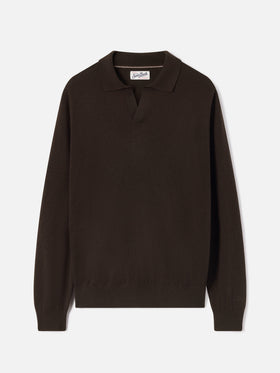 Polo Covent marrone in misto lana merino e cashmere