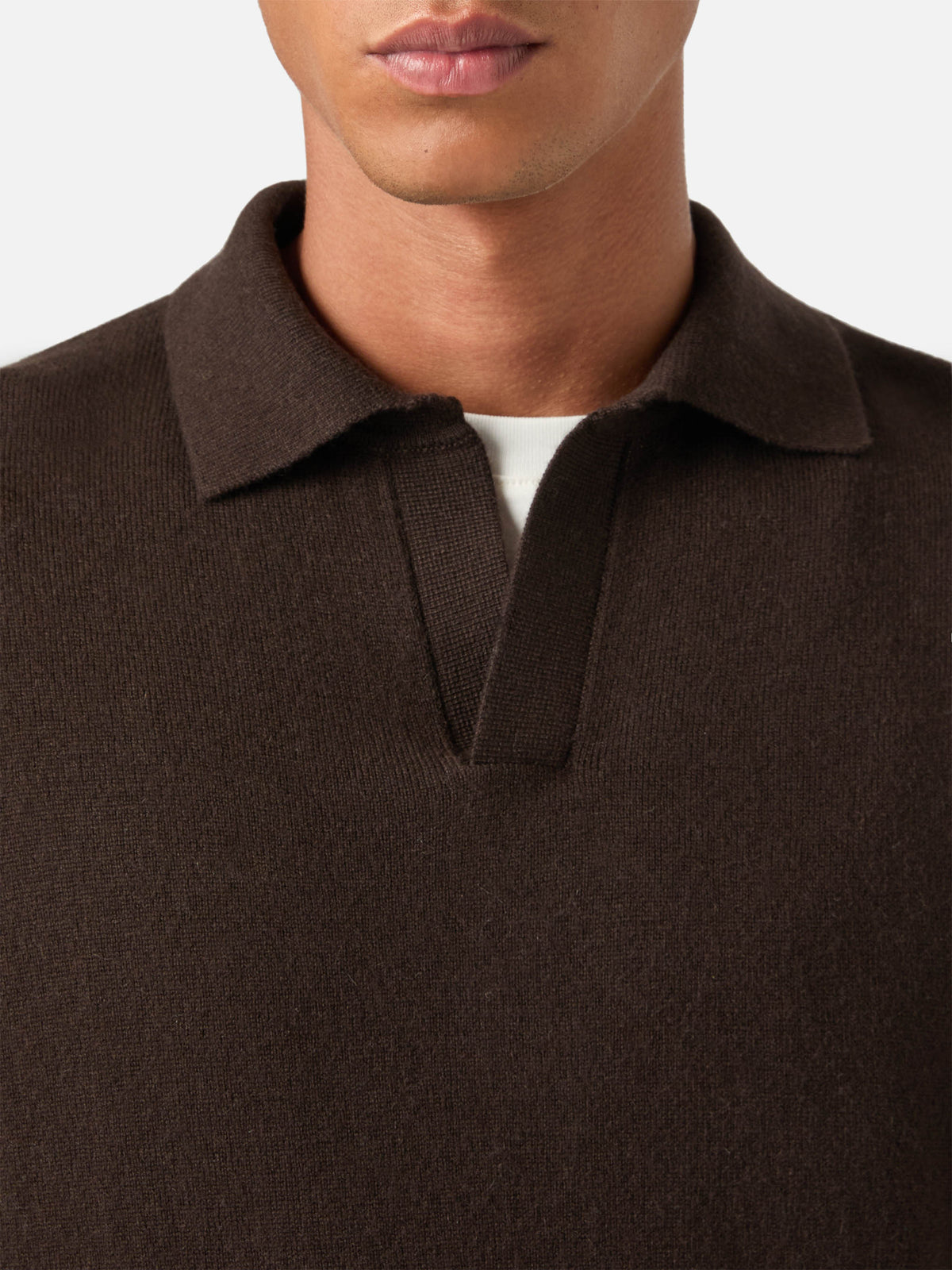 Polo Covent marrone in misto lana merino e cashmere