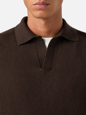 Polo Covent marrone in misto lana merino e cashmere