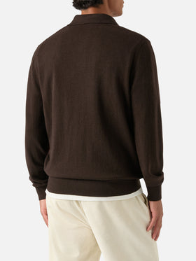 Polo Covent marrone in misto lana merino e cashmere
