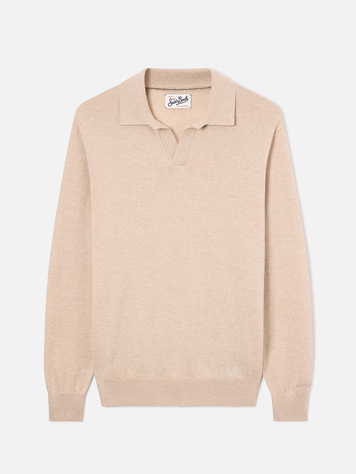 Beigefarbenes Poloshirt aus Covent Merinowoll- und Kaschmirmischung 