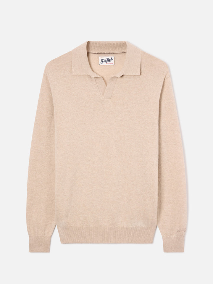 Polo Covent beige in misto lana merino e cashmere