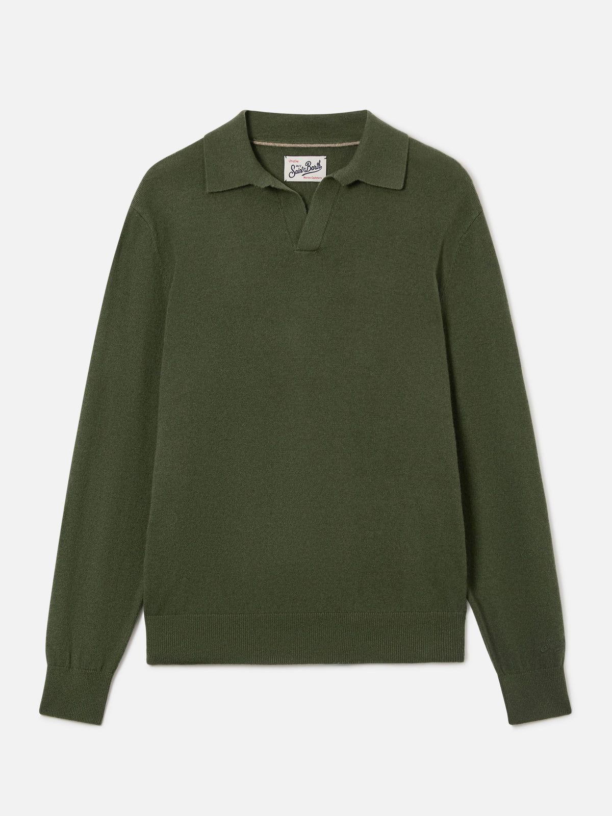 Polo de mezcla de lana merino y cachemir color verde militar Covent 